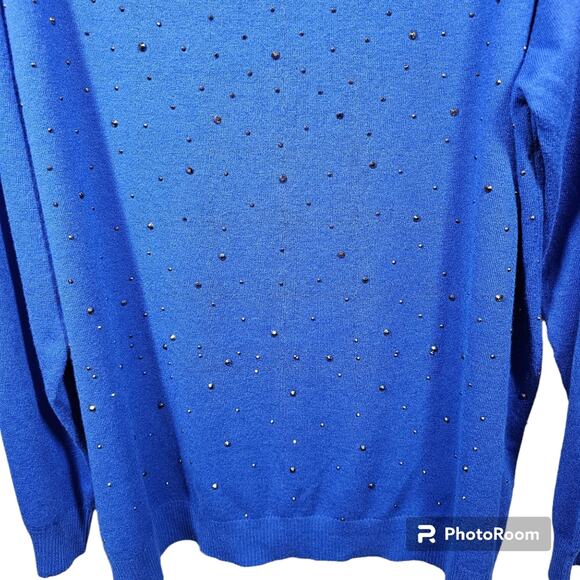 Vila Milano Blue Embellished Women's Sweater NWT Plus Size 2X - Picture 2 of 13